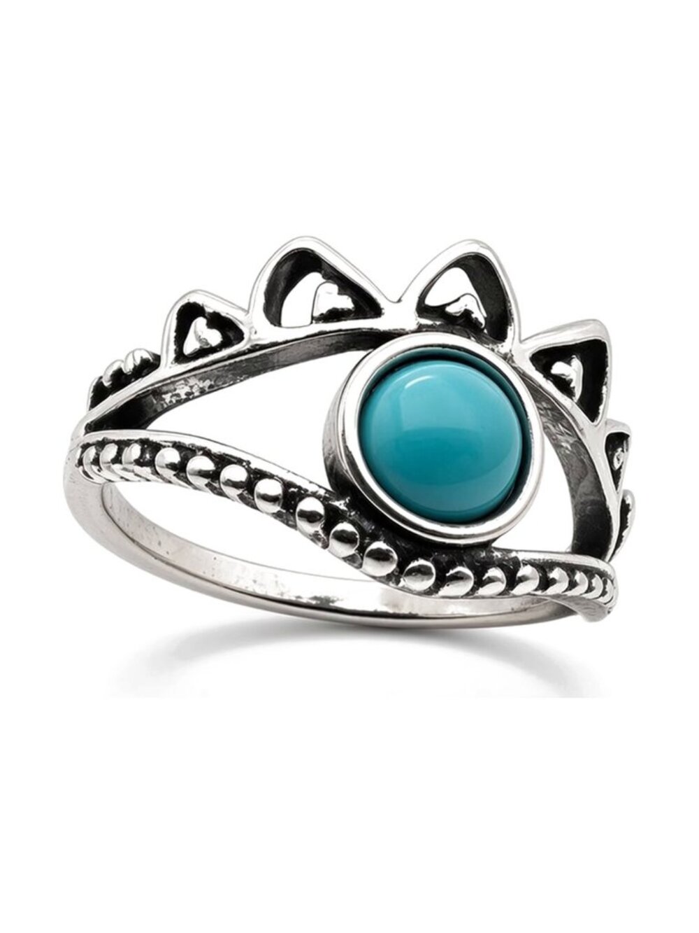 “Sleeping Beauty” Turquoise Silver Tiara Ring Brand New